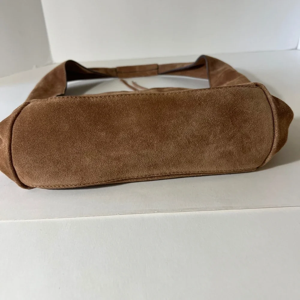 Lucky Brand Clem Suede‎ Slouchy Hobo Bag Cognac Brown Shoulder Bag